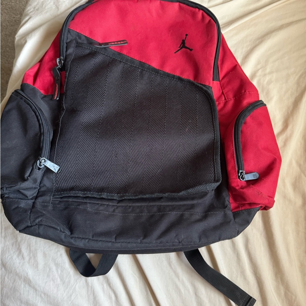 Jordan Red and Black Backpack with Iconic Jumpman Logo